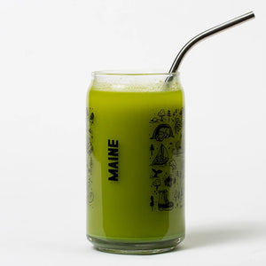 Green Maine Beer Can Glass by Brainstorm featuring a realistic can design for a fun drinking experience.