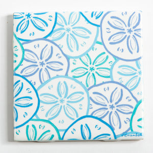 Festive Fish tile coaster featuring sand dollar design, perfect for holiday or coastal-themed decor.