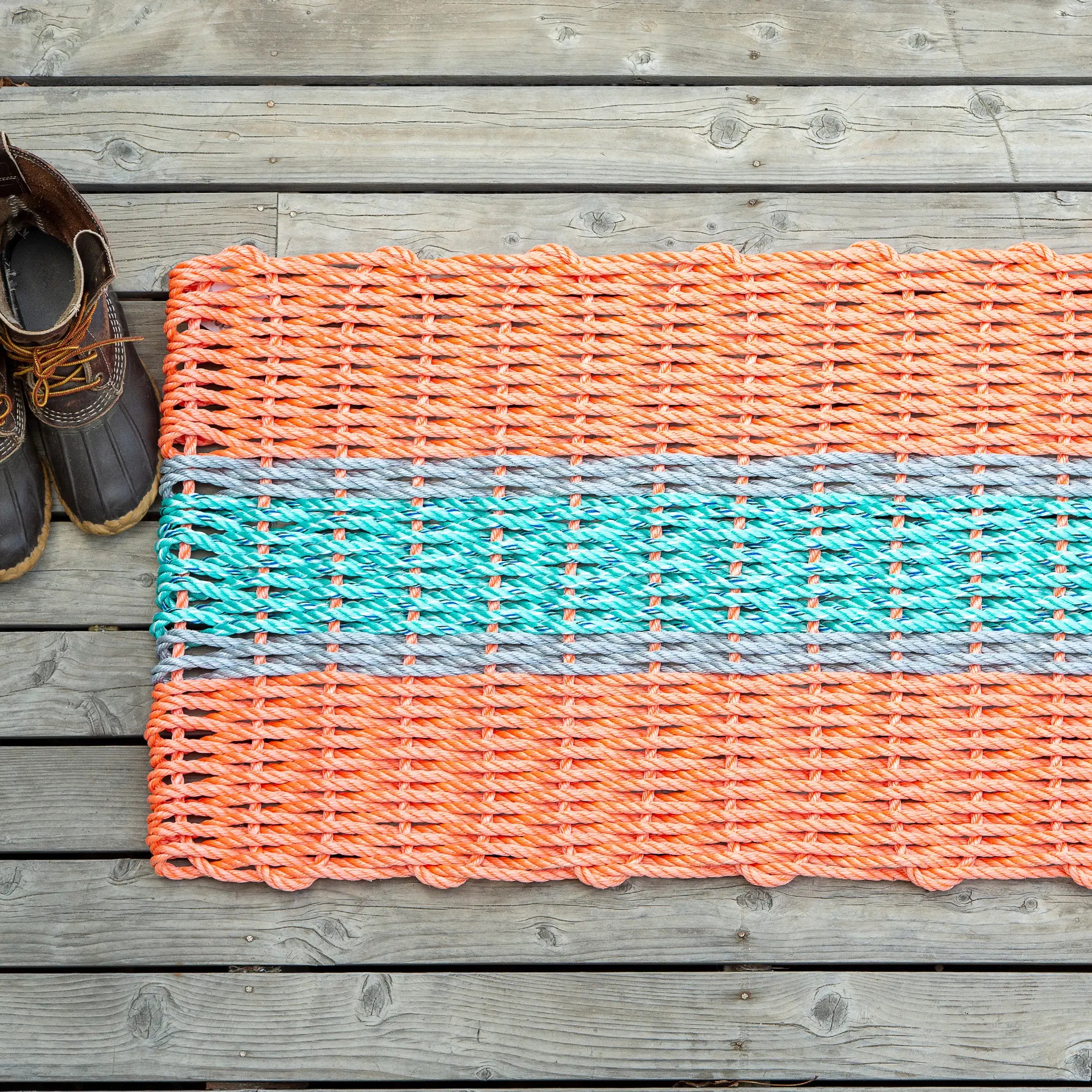 Lobster Rope Doormat, Made in Maine Rope Door Mat, Navy, Light